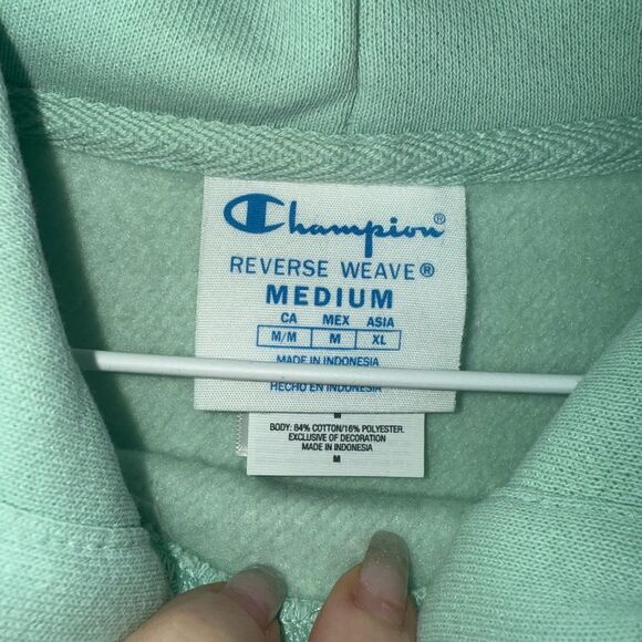 Champion Reverse Weave Hooded Sweatshirt - Monopoly Smoothie Green M - Picture 12 of 14